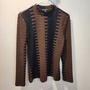 Carre Noir Striped Crewneck Sweater - Black and Brown Size S